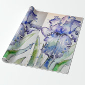 Lila Iris löst Blume Watercolor Wrapping Geschenkpapier (Ungerollt)