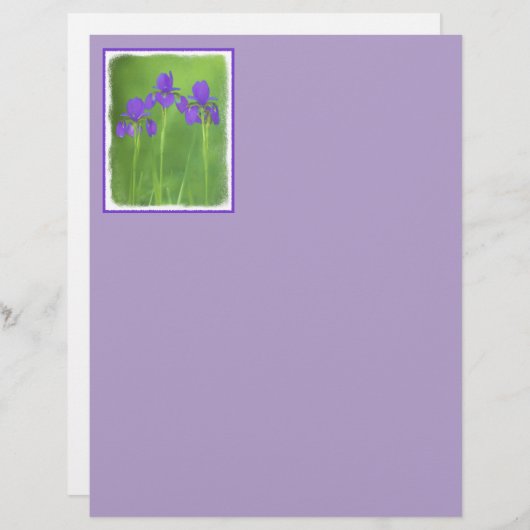 Lila Iris-Malerei - Original Blume Kunst (Vorne/Hinten)