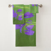Lila Iris-Malerei - Original Blume Kunst Badhandtuch Set (Insitu)