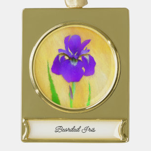 Lila Iris-Malerei - Original Blume Kunst Banner-Ornament Gold