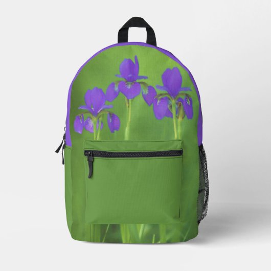 Lila Iris-Malerei - Original Blume Kunst Bedruckter Rucksack (Vorderseite)