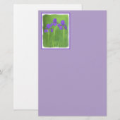 Lila Iris-Malerei - Original Blume Kunst Briefpapier (Vorne/Hinten)