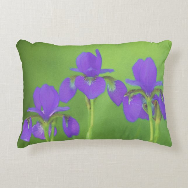 Lila Iris-Malerei - Original Blume Kunst Dekokissen (Vorderseite)