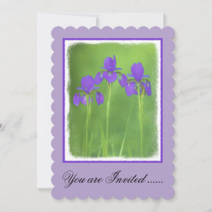 Lila Iris-Malerei - Original Blume Kunst Einladung