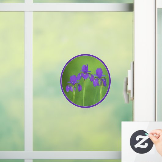 Lila Iris-Malerei - Original Blume Kunst Fensteraufkleber (Zuhause)