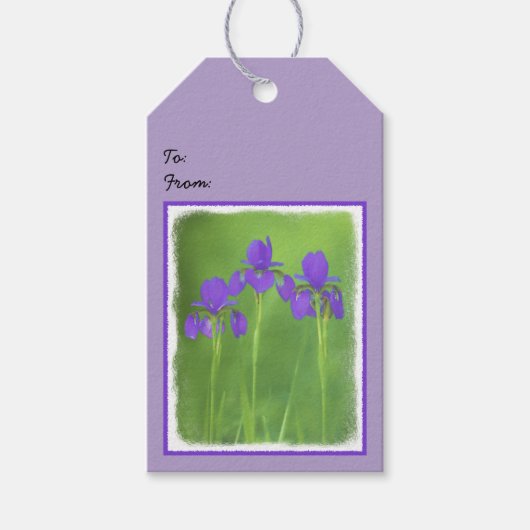 Lila Iris-Malerei - Original Blume Kunst Geschenkanhänger (Vorderseite)