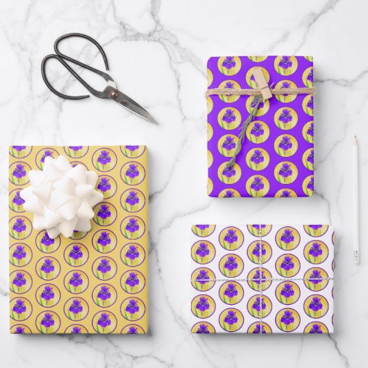 Lila Iris-Malerei - Original Blume Kunst Geschenkpapier Set (Vorderseite)