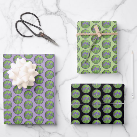 Lila Iris-Malerei - Original Blume Kunst Geschenkpapier Set (Vorderseite)