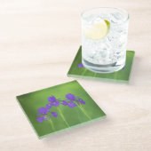 Lila Iris-Malerei - Original Blume Kunst Glasuntersetzer (Schrägansicht)