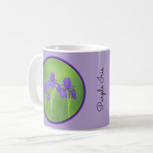 Lila Iris-Malerei - Original Blume Kunst Kaffeetasse (Vorderseite Links)