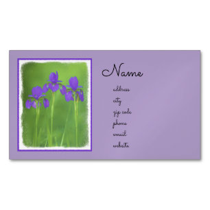 Lila Iris-Malerei - Original Blume Kunst Magnetische Visitenkarte