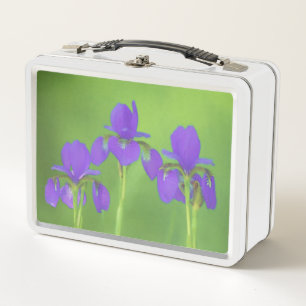 Lila Iris-Malerei - Original Blume Kunst Metall Brotdose