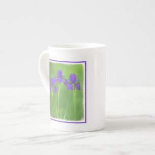 Lila Iris-Malerei - Original Blume Kunst Porzellantasse