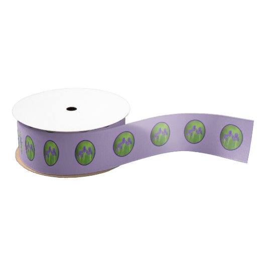 Lila Iris-Malerei - Original Blume Kunst Ripsband (Spule)