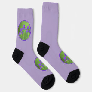 Lila Iris-Malerei - Original Blume Kunst Socken