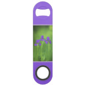 Lila Iris-Malerei - Original Blume Kunst Speed Flaschenöffner (Rückseite)