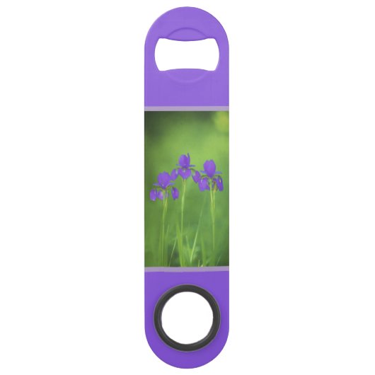Lila Iris-Malerei - Original Blume Kunst Speed Flaschenöffner (Vorderseite)