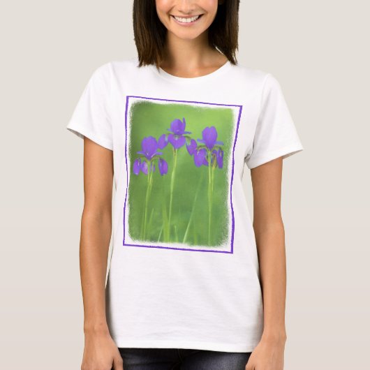 Lila Iris-Malerei - Original Blume Kunst T-Shirt (Vorderseite)