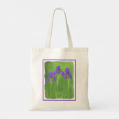 Lila Iris-Malerei - Original Blume Kunst Tragetasche (Rückseite)