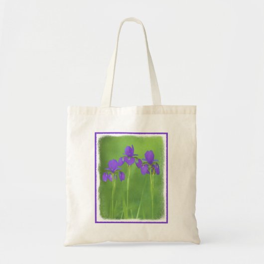 Lila Iris-Malerei - Original Blume Kunst Tragetasche (Vorne)