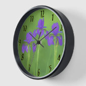 Lila Iris-Malerei - Original Blume Kunst Uhr (Winkel)