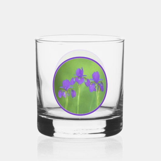 Lila Iris-Malerei - Original Blume Kunst Whiskyglas (Vorderseite)