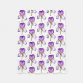 Lila Iris Muster ~ Chic Floral Fleece Blanken (Vorderseite)