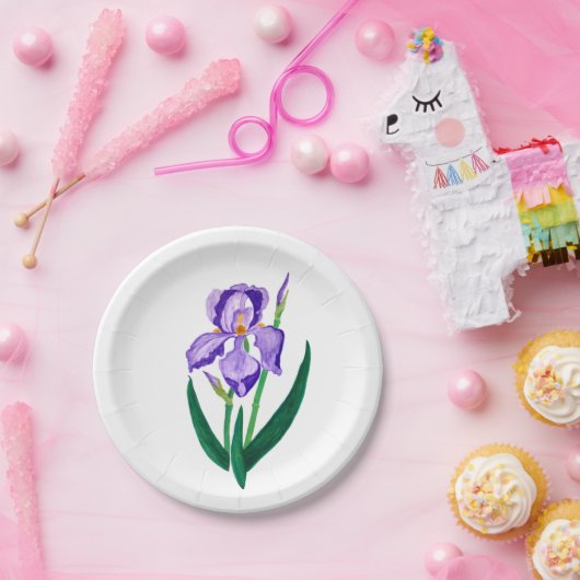 Lila Iris-Papierplatte Pappteller (Party)