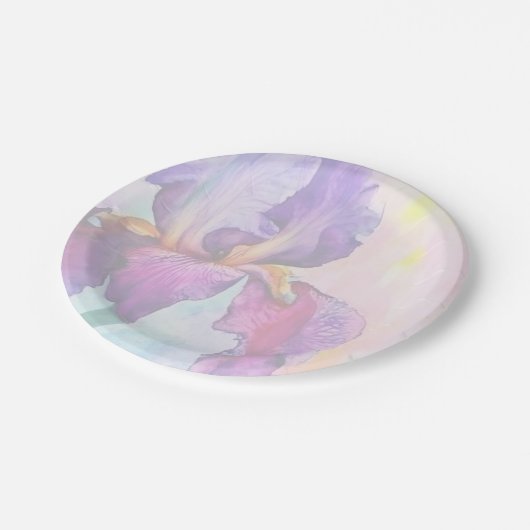 Lila Iris Pappteller (Schrägansicht)