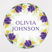 Lila Iris Personalisierter Name Kleidung Etiketten (Design 2)