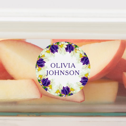 Lila Iris Personalisierter Name Kleidung Etiketten (Befestigt)