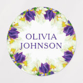 Lila Iris Personalisierter Name Kleidung Etiketten (Design 2)