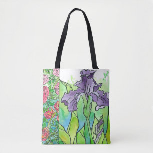 Lila Iris Pink Roses Große Blume Tasche
