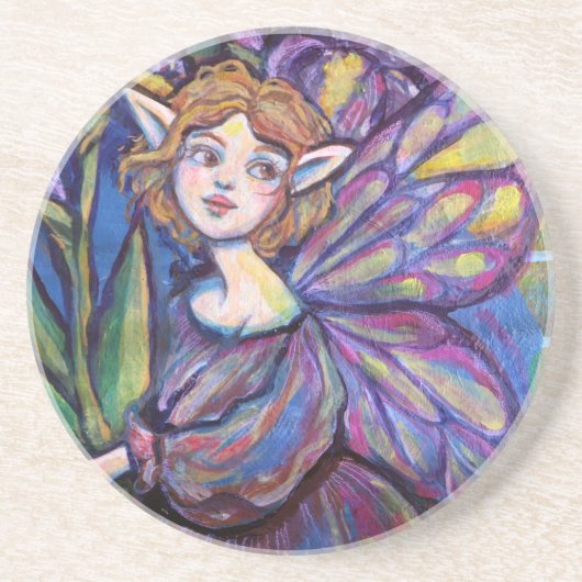 Lila Iris Pixie Girl Getränkeuntersetzer (Vorne)
