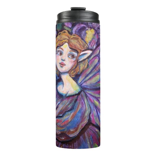 Lila Iris Pixie Girl Thermosbecher (Vorderseite)