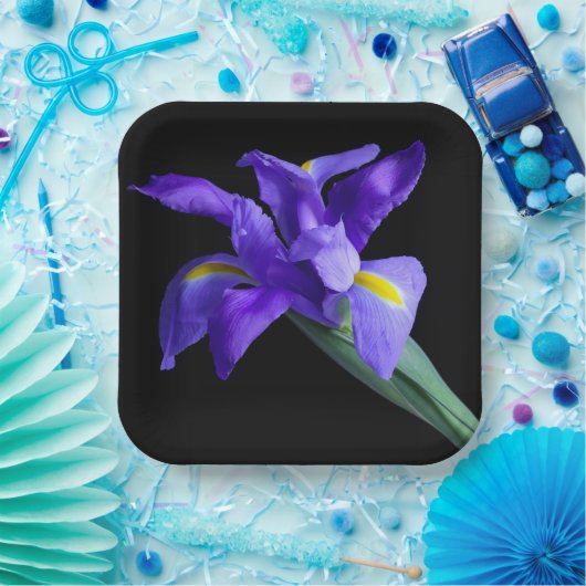 Lila Iris-Platine Pappteller (Party)