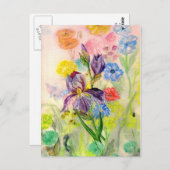 'Lila Iris' Postkarte (Vorne/Hinten)