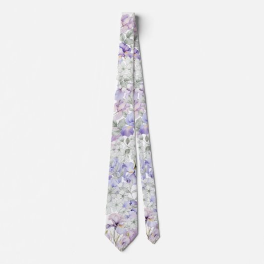 Lila Iris Romantic Floral Wedding Trauzeugen Krawatte (Vorderseite)