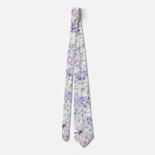 Lila Iris Romantic Floral Wedding Trauzeugen Krawatte (Rückseite)