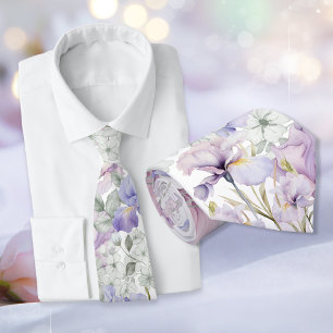 Lila Iris Romantic Floral Wedding Trauzeugen Krawatte