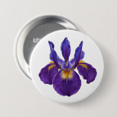 lila Iris, Schwertlilie, Wasserfarben-Blume Button (Vorne & Hinten)