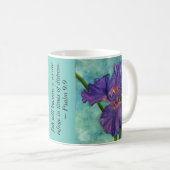 Lila Iris Scriptural Encourement JW Kaffeetasse (VorderseiteRechts)