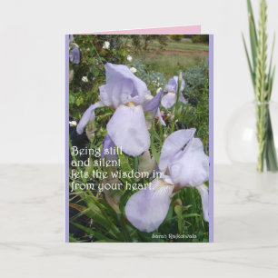 Lila Iris Stille Weisheit Herz Blumenkarte Karte