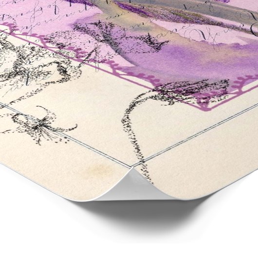 Lila Iris Sweet Pea Blume Collage Poster (Ecke)