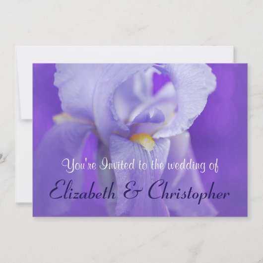 Lila Iris Themed Wedding Einladung (Vorderseite)
