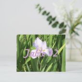 Lila Iris-Tischnummer Postkarte (Stehend Vorderseite)