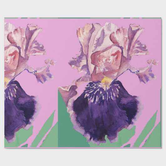 Lila Iris treibt Blume Wasserfarbe Geschenkpapier (Flach)