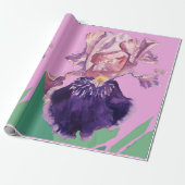 Lila Iris treibt Blume Wasserfarbe Geschenkpapier (Ungerollt)