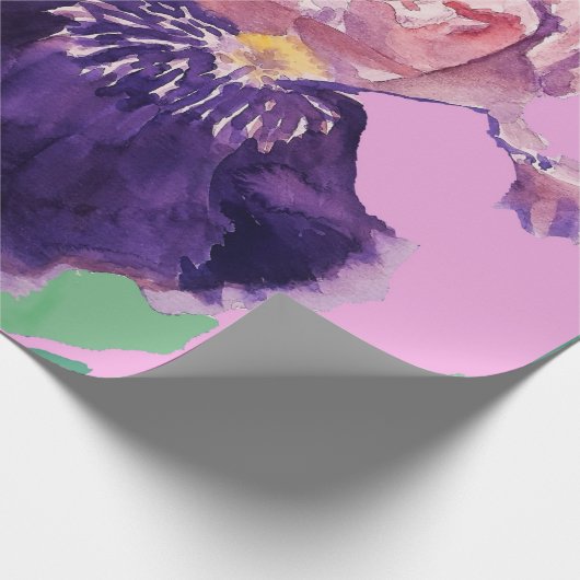 Lila Iris treibt Blume Wasserfarbe Geschenkpapier (Ecke)