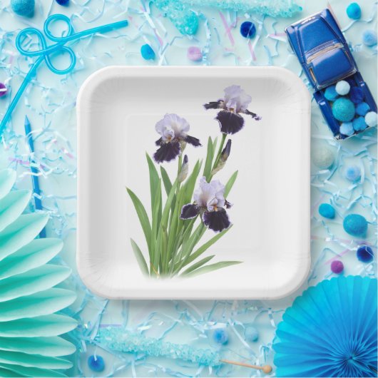 Lila Iris Trio Botanische Kunst Pappteller (Party)